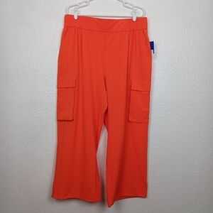 JoyLab Pants XL Orange Sunday Pull On Cargo Pockets Crop Activewear 36x26 NWT